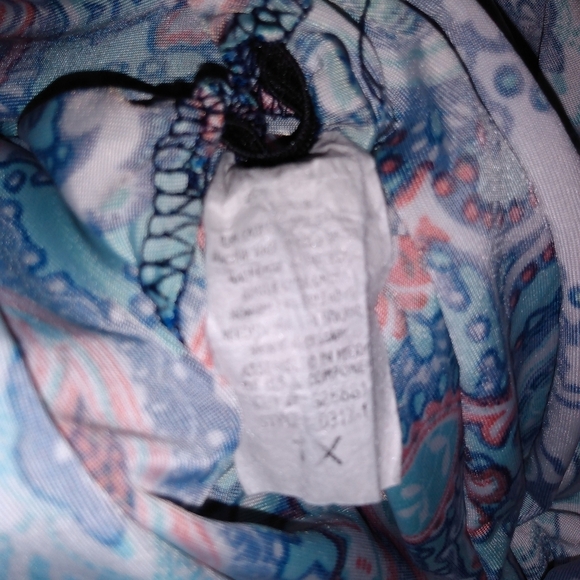 Orange and Blue Relaxed Dolman Sleeve Blouse - Picture 3 of 6